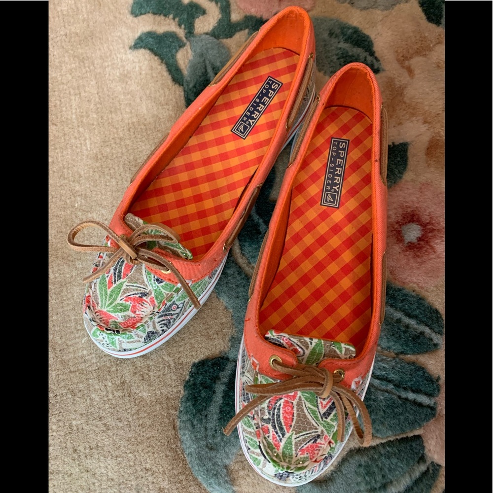 Sperry Top Siders jungle print sequins wms Sz 8